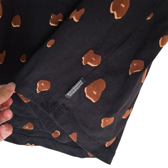 Scotch & Soda Black Leopard Print Crewneck T-Shirt M - Picture 4 of 6